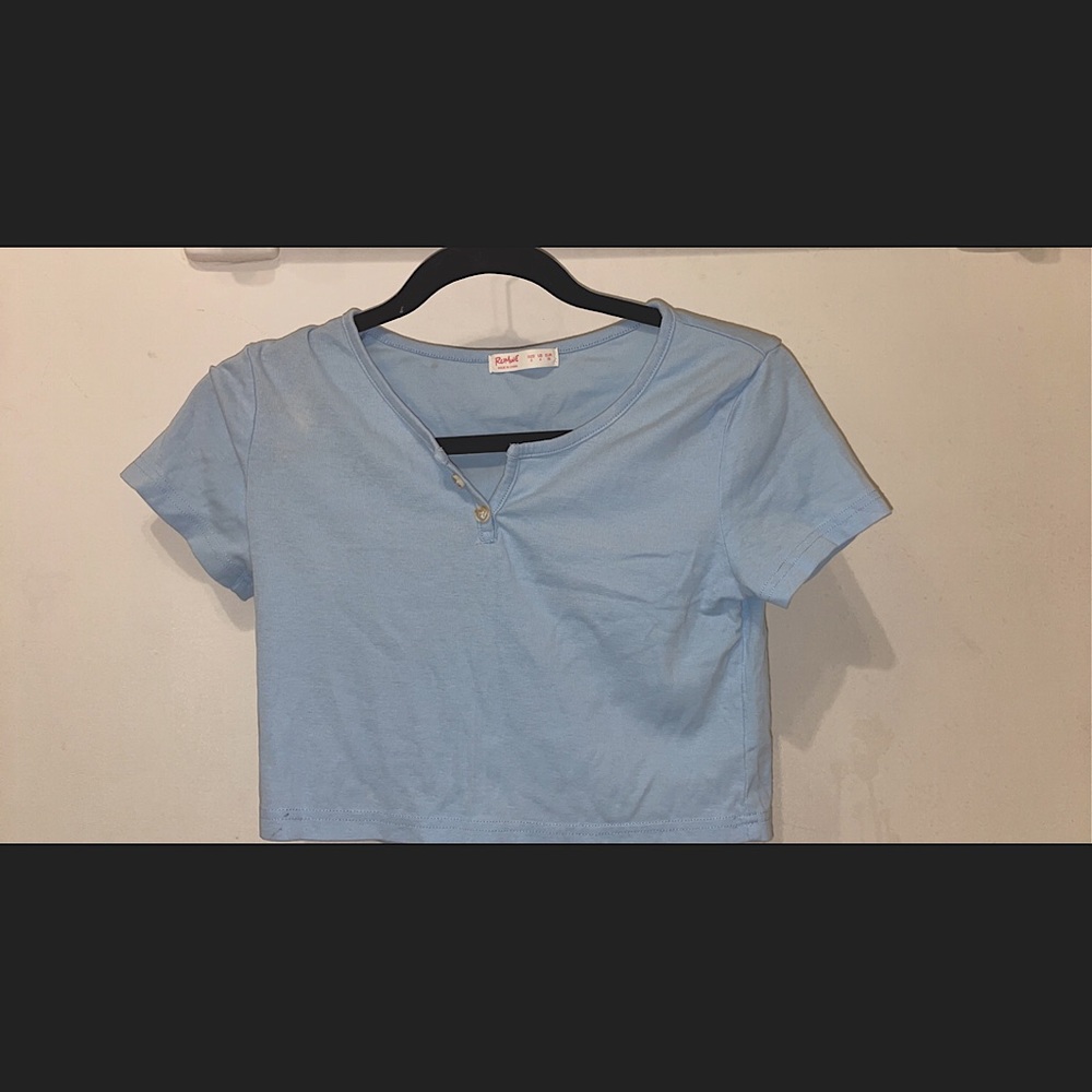 Romwe short sleeve blue top size small (4)